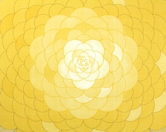 Vintage Wallpaper by the Yard - 1970s Large Mod Yellow Flower