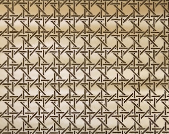 1970s Vintage Vinyl Wallpaper – Brown Tan Bamboo Lattice By the Yard