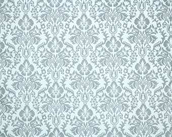 Retro Wallpaper by the Yard 70s Vintage Wallpaper - 1970s Blue Gray Damask