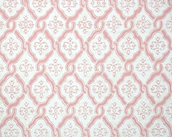 Retro Flock Wallpaper by the Yard 70s Vintage Flock Wallpaper - 1970s Pink Flock Lattice on White