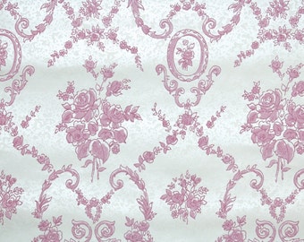 Retro Flock Wallpaper by the Yard 70s Vintage Flock Wallpaper - 1970s Pink Floral Flock on White