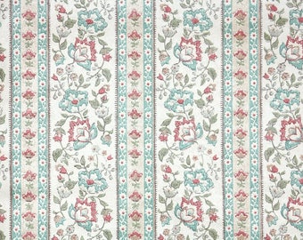 Retro Wallpaper by the Yard 70s Vintage Wallpaper - 1970s Floral Stripe Red and Blue on White