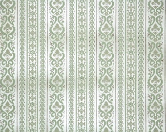 Retro Flock Wallpaper by the Yard 70s Vintage Flock Wallpaper - 1970s Gray and Green Damask Striped Flock