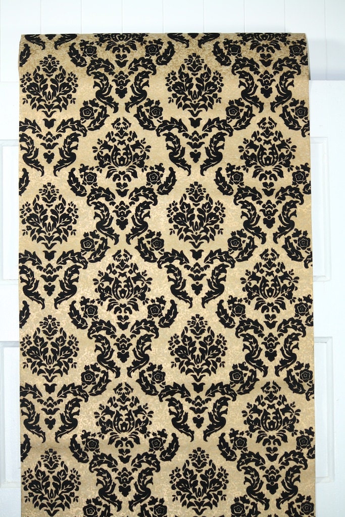 Retro Flock Wallpaper by the Yard 70s Vintage Flock Wallpaper Etsy