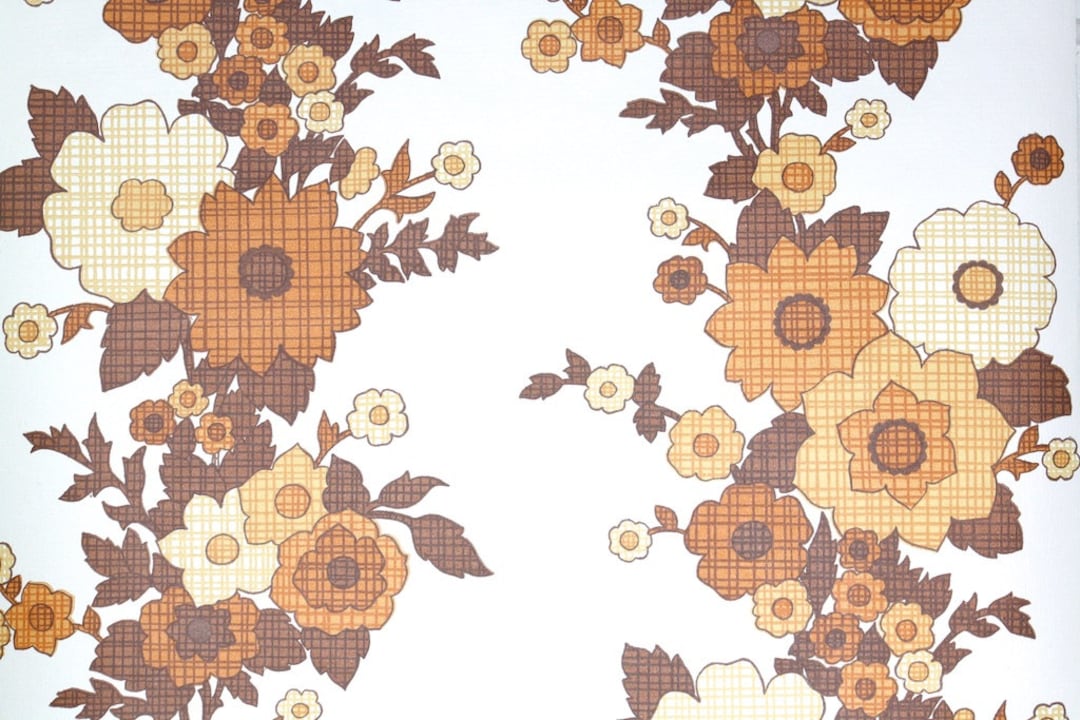 Retro Wallpaper by the Yard 70s Vintage Wallpaper - 1970s Brown and ...