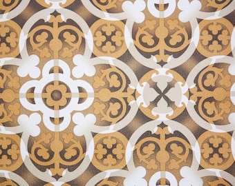 Vintage Wallpaper by the Yard - 1960s Geometric Wallpaper Brown Orange and White
