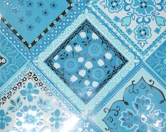 Vintage Wallpaper by the Yard Mylar Wallpaper - 1970s  Patchwork Quilt