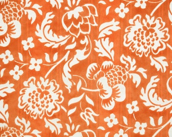 Retro Flock Wallpaper by the Yard 70s Vintage Flock Wallpaper - 1970s Orange Floral Flocked