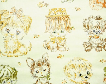 1970s Children's Novelty Wallpaper By the Yard– Bunnies, Kittens, Puppies, Chicks