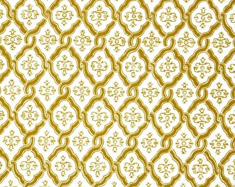 Retro Flock Wallpaper by the Yard 70s Vintage Flock Wallpaper - 1970s Gold Lattice on White