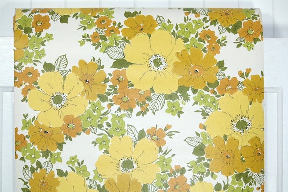 Retro Wallpaper by the Yard 70s Vintage Wallpaper 1970s Etsy