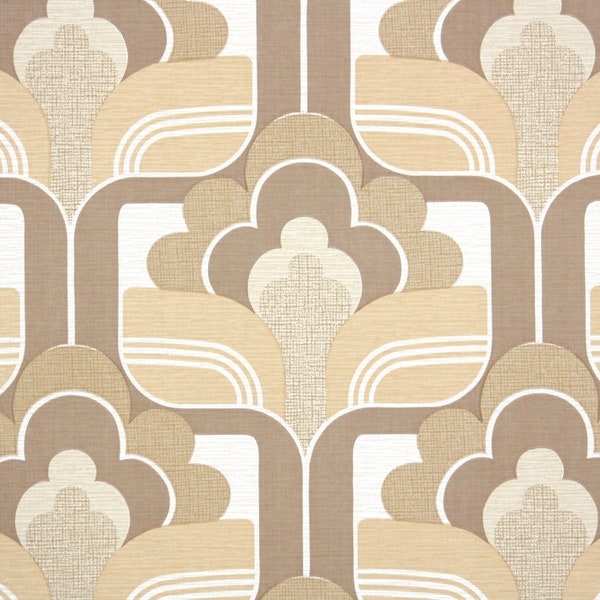 Retro Vintage Wallpaper by the Yard 70s Geometric Vintage Wallpaper - Retro 1970s Geometric Vintage Wallpaper Brown Tan Neutral on White