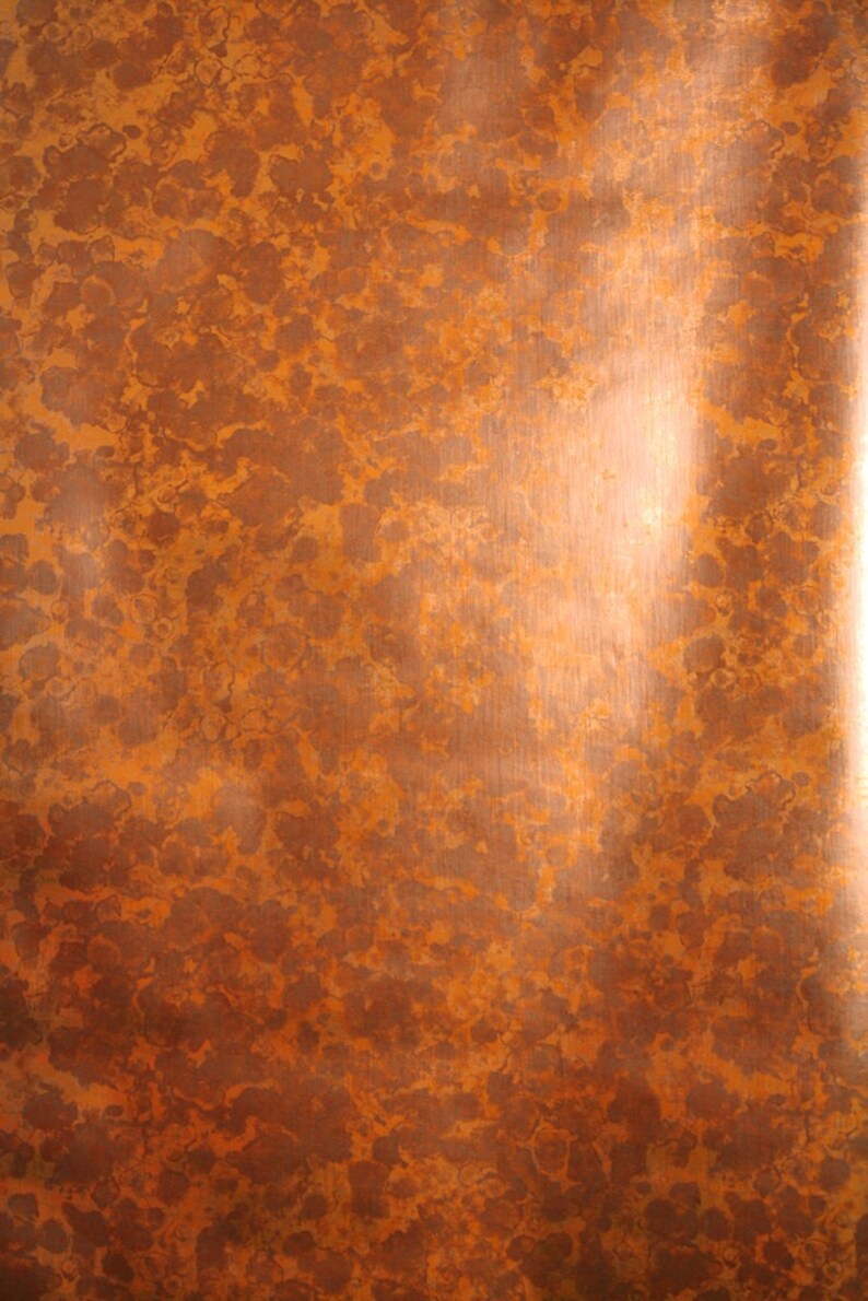 Retro Wallpaper by the Yard 70s Vintage Wallpaper 1970s Vinyl Copper Orange Marble image 3