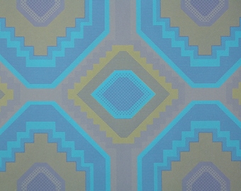 Retro Wallpaper by the Yard 70s Vintage Wallpaper -  1970s Purple Brown and Blue Geometric