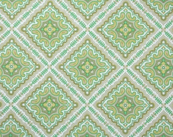 Retro Wallpaper by the Yard 70s Vintage Wallpaper - 1970s Green and Gold Geometric