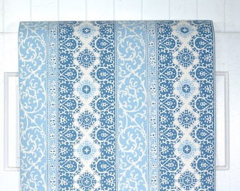 70s Vintage Wallpaper By the Yard - Blue and White Stripe