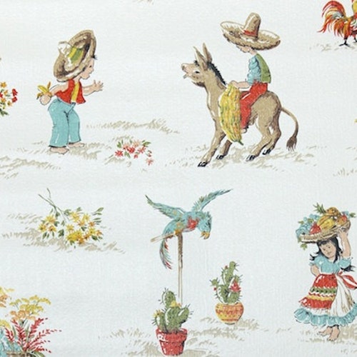 Otomi Wallpaper Mexico Springtime Gray White Large Scale by Etsy