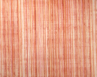 70s Vintage Flock Wallpaper By the Yard - Coral Fuzzy Textured Stripe
