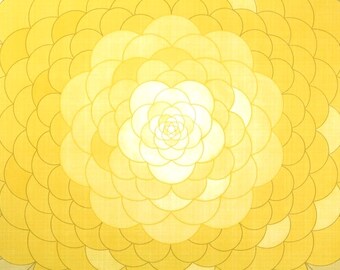 Vintage Wallpaper by the Yard - 1970s Large Mod Yellow Flower