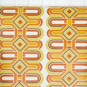 Retro Wallpaper by the Yard - 1970s Yellow Orange Brown Geometric ...