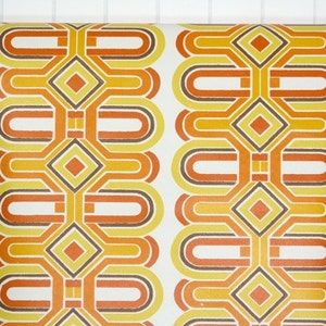 Retro Wallpaper by the Yard 70s Vintage Wallpaper 1970s Yellow Orange Brown and White Geometric Stripe image 2