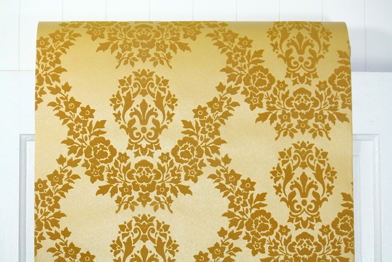 Retro Flock Wallpaper by the Yard 70s Vintage Flock Wallpaper Etsy