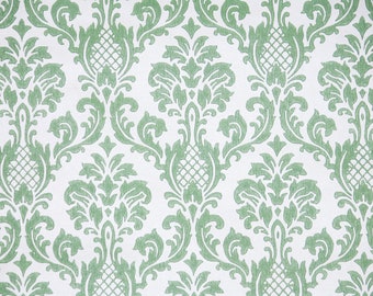Retro Wallpaper by the Yard 60s Vintage Wallpaper - 1960s Damask with Green on White
