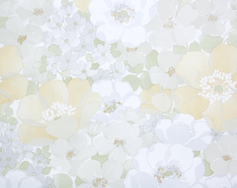 70s Floral Vintage Wallpaper by the Yard – Large Gray & Orange Flowers