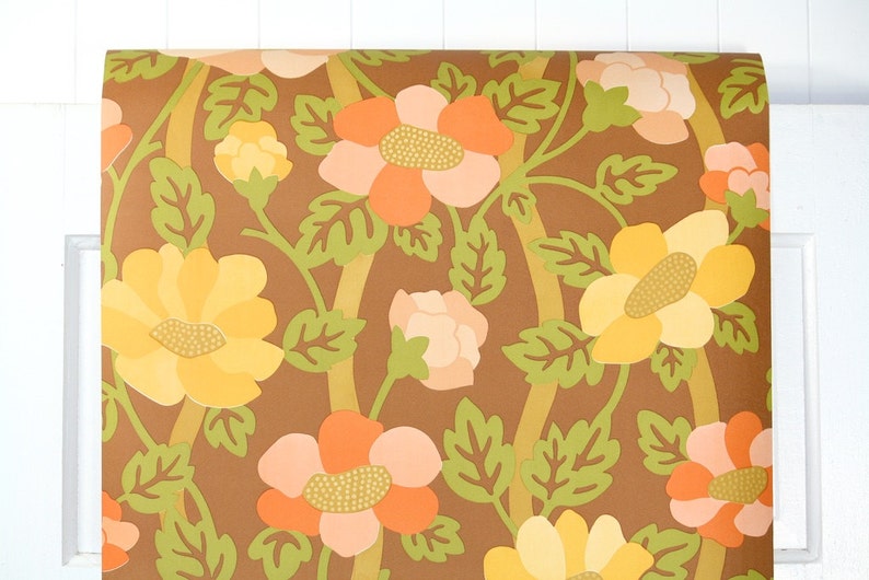 Retro Wallpaper by the Yard 70s Vintage Wallpaper 1970s Etsy