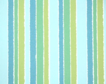 1960s Vintage Wallpaper by the Yard - Blue and Green Stripes