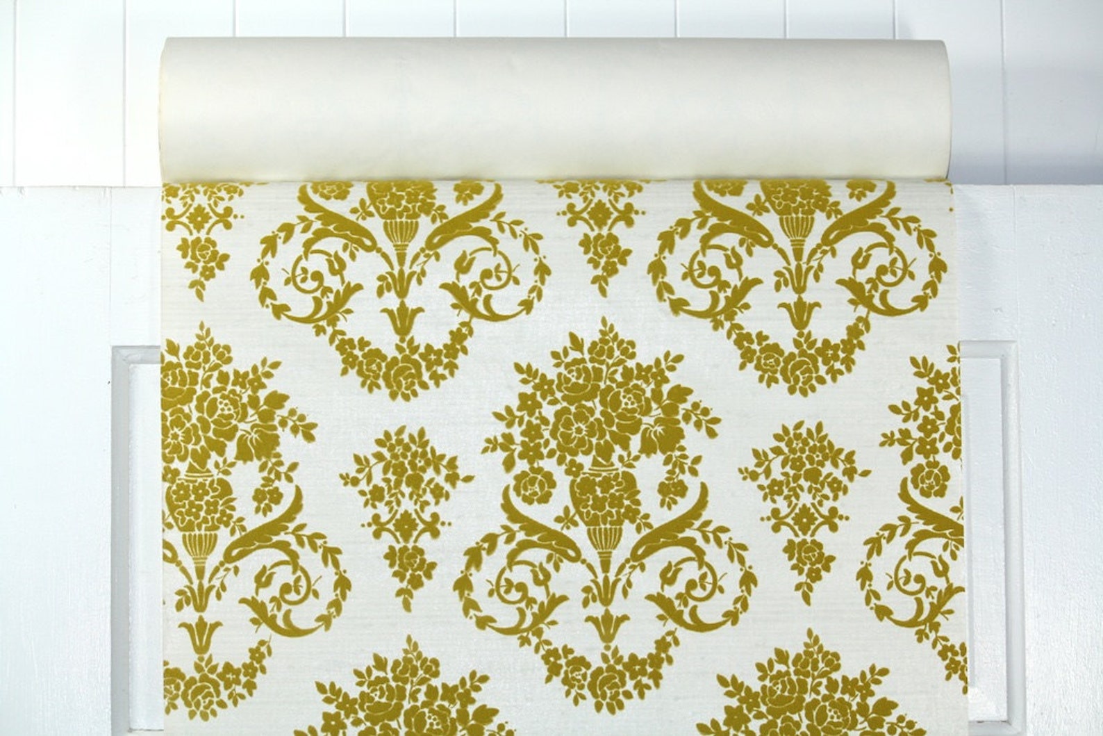 Retro Flock Wallpaper by the Yard 70s Vintage Flock Wallpaper Etsy