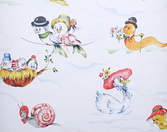 1970s Vintage Nursery Wallpaper By the Yard – Animals