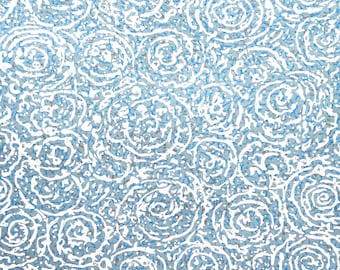 Retro Wallpaper by the Yard - 1960s White Swirls on Blue