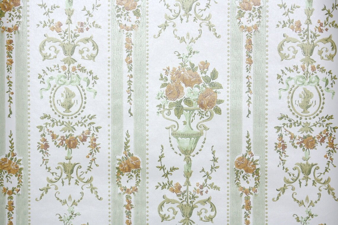 1970s Vintage Wallpaper by the Yard Retro Wallpaper Golden Etsy