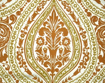 Retro Flock Wallpaper by the Yard 70s Vintage Flock Wallpaper - 1970s Orange and Gold Flock Damask