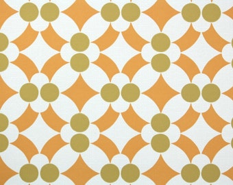 Retro Wallpaper by the Yard 60s Vintage Wallpaper - 1960s Orange Green and White Mod Geometric