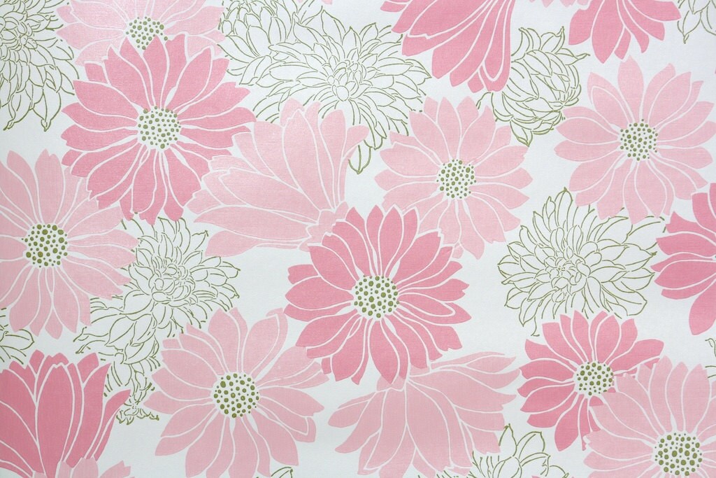 Retro Wallpaper by the Yard 70s Vintage Wallpaper 1970s Pink - Etsy