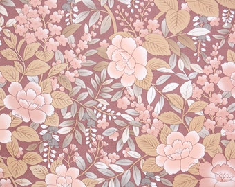 Retro Wallpaper by the Yard 70s Vintage Wallpaper - 1970s Brown and Pink Floral