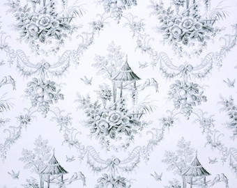 Retro Wallpaper by the Yard 80s Vintage Wallpaper – 1980s Gray Toile on White