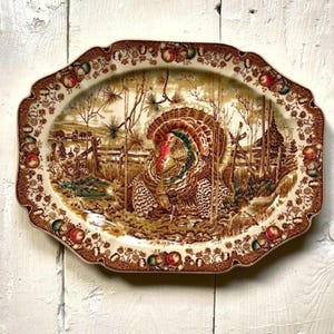Plato de pavo Johnson Brothers Su Majestad Acción de Gracias hecho en Inglaterra