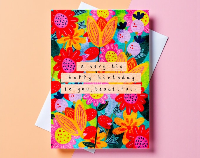 Floral Watercolour Birthday Card: Happy Birthday to You