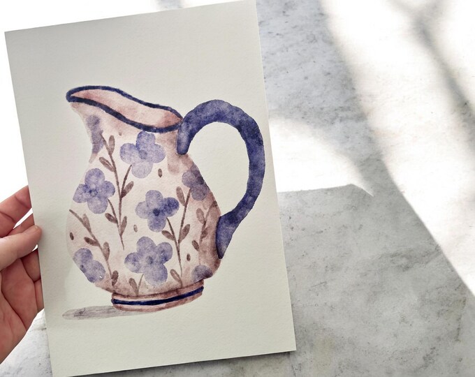 A4 Artist Print: Country Floral Jug