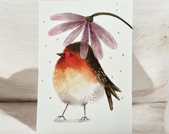A4 Artist Print: Little Bird in the Rain