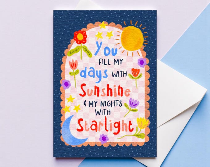 Sunshine & Starlight Greeting Card – Vibrant Illustrated A6 Card