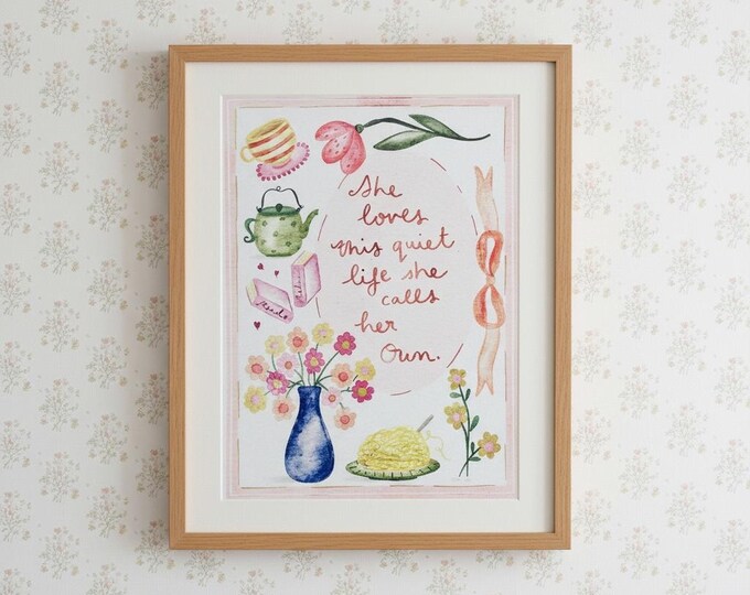 Featured listing image: A4 Artist Print: She Loves This Quiet Life She Calls Her Own