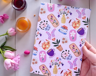 Handmade A5 Blank Notebook / Journal – “Moment Makers” Whimsical Pattern