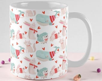 Winter Critters Ceramic Coffee Mug – Illustrated Mug, Dishwasher & Microwave Safe