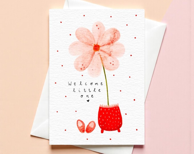 Welcome Little One Card: Watercolour Baby Shower Greeting