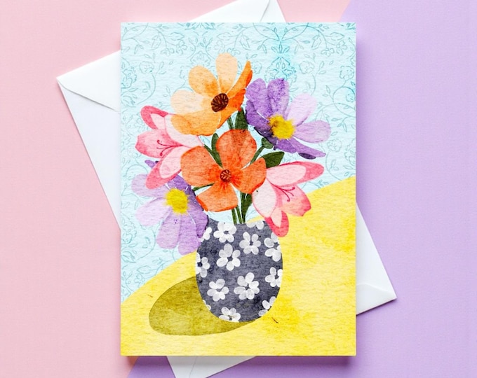 Bright Floral Bouquet Greeting Card: A6, 100% Recycled Cardstock