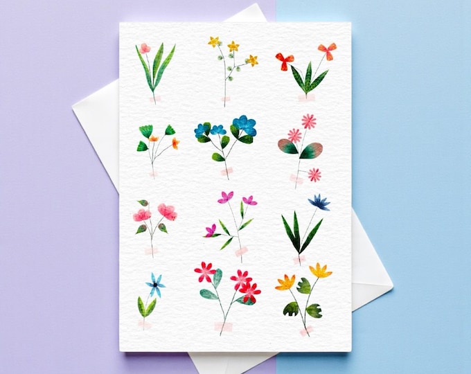 Wildflower Watercolor Greeting Card: Floral Thank You, Birthday